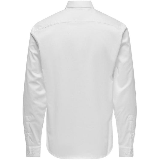 Chemises décontractées pour hommes Only & Sons - Onsjordan Life Slim Twill Ls Shirt Noos - Blanc
