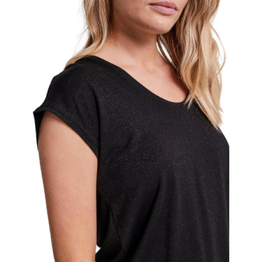 Camiseta mujer Pieces Pcbillo Tee Lurex Stripes Noos - Negro