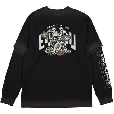 Maglie a manica lunga Uomo Evisu - Ht, Fortune Cat Ptinted Ls Tee - Nero