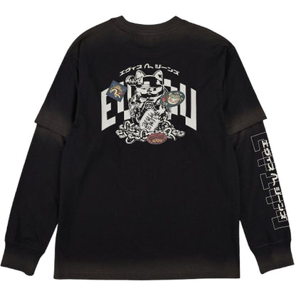 Maglie a manica lunga Uomo Evisu - Ht, Fortune Cat Ptinted Ls Tee - Nero