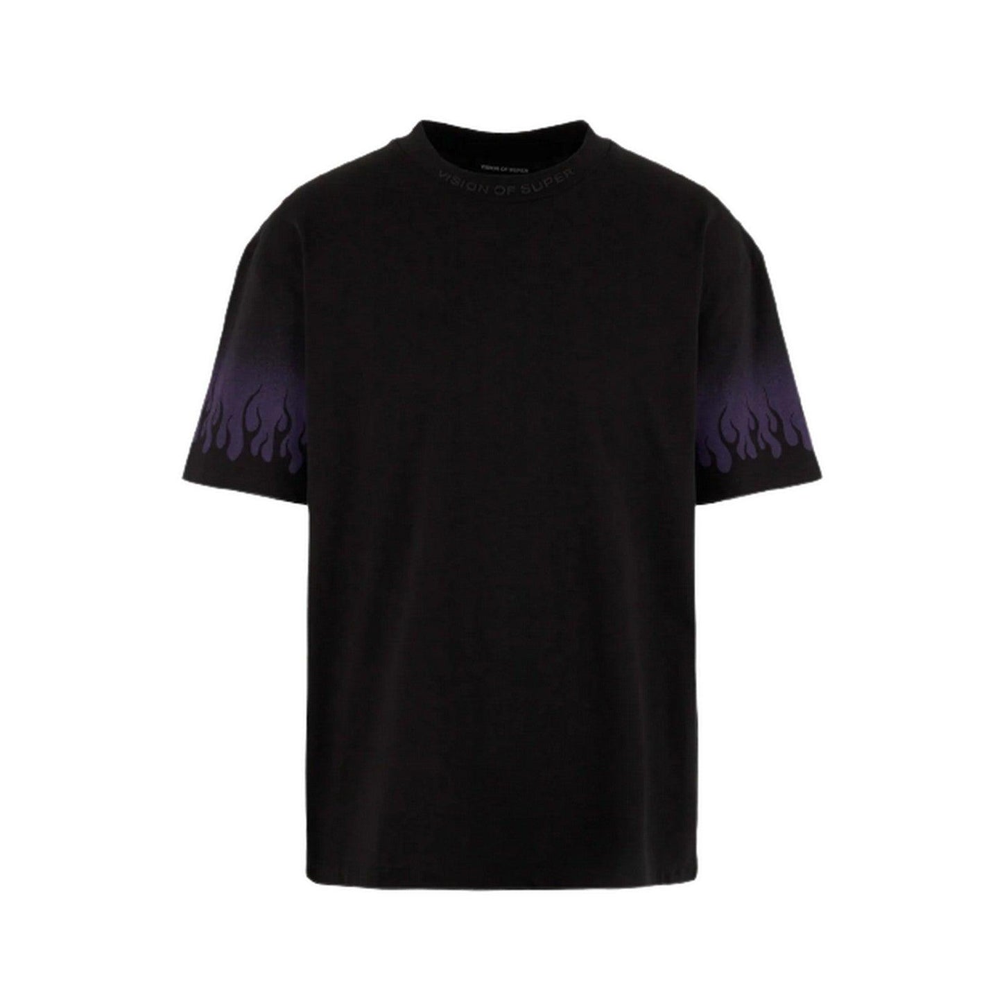 T-shirt Unisex Vision of Super - Black T-Shirt With Negative Purple Flames - Nero