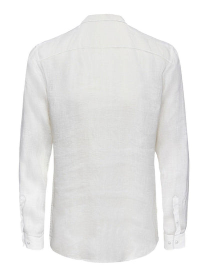 Camicie casual Uomo Only & Sons - Onskarlo Ls Mao Linen Shirt - Bianco