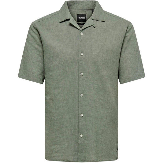 Camicie casual Uomo Only & Sons - Onscaiden Ss Solid Resort Linen Noos - Verde