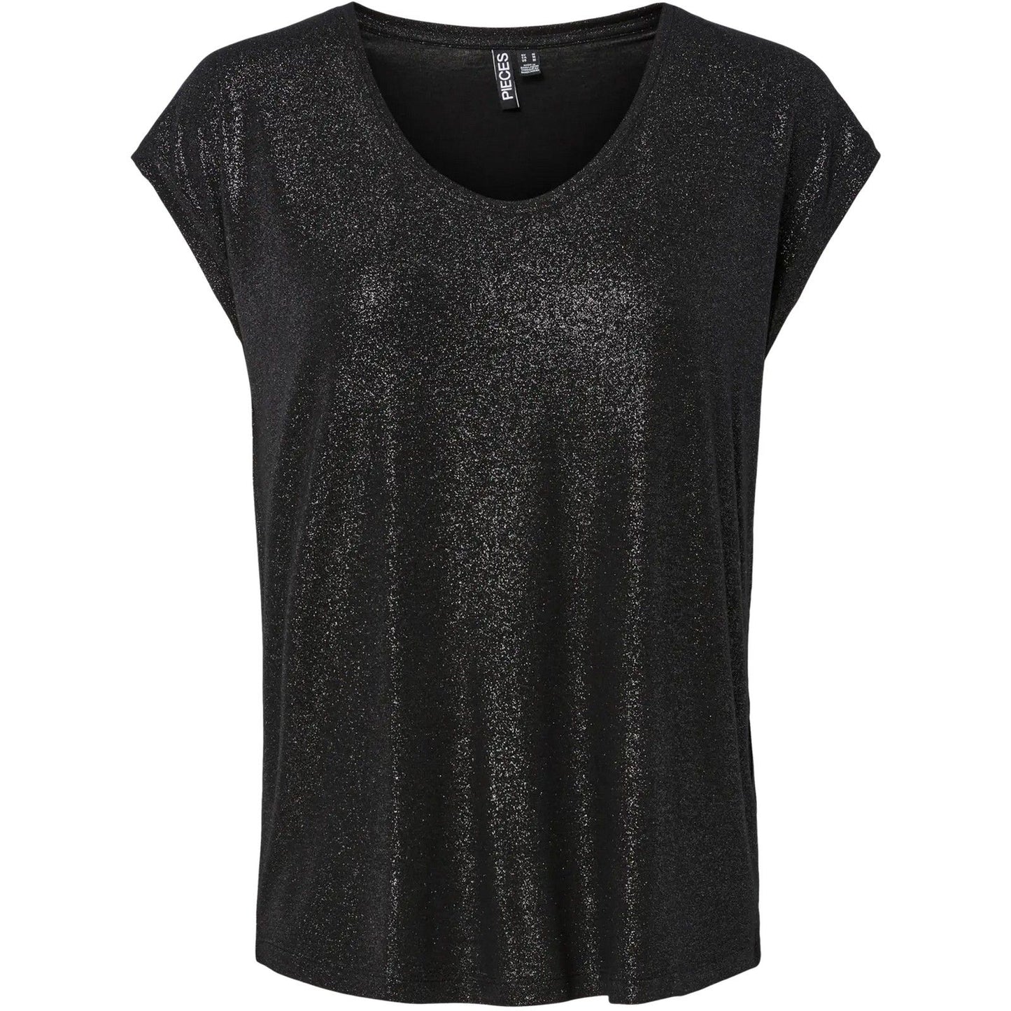 T-shirt Donna Pieces - Pcalice Ss Glitter Tee Jrs Noos Bc - Nero