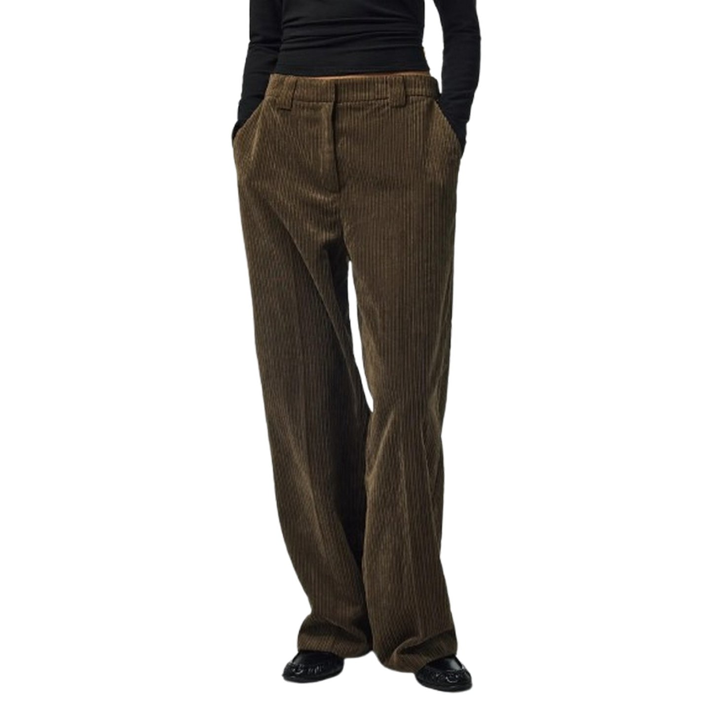 Pantaloni Donna Pieces - Pcaudre Cord Hw Pants Bc - Marrone