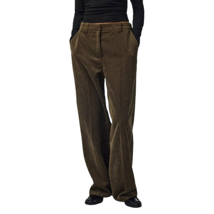Pantaloni Donna Pieces - Pcaudre Cord Hw Pants Bc - Marrone