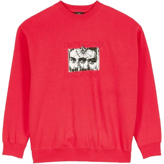 Felpe senza cappuccio Uomo Volcom - Stoneye Crew - Rosso