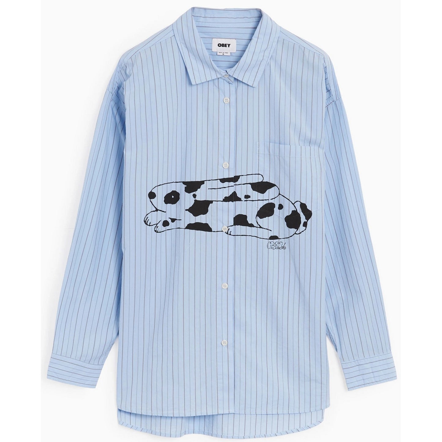 Camicie casual Uomo Obey - Beverly Graphic Ls Shirt - Blu