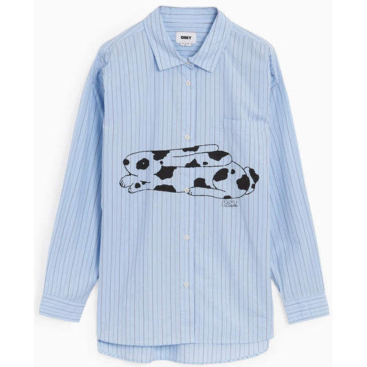 Camicie casual Uomo Obey - Beverly Graphic Ls Shirt - Blu