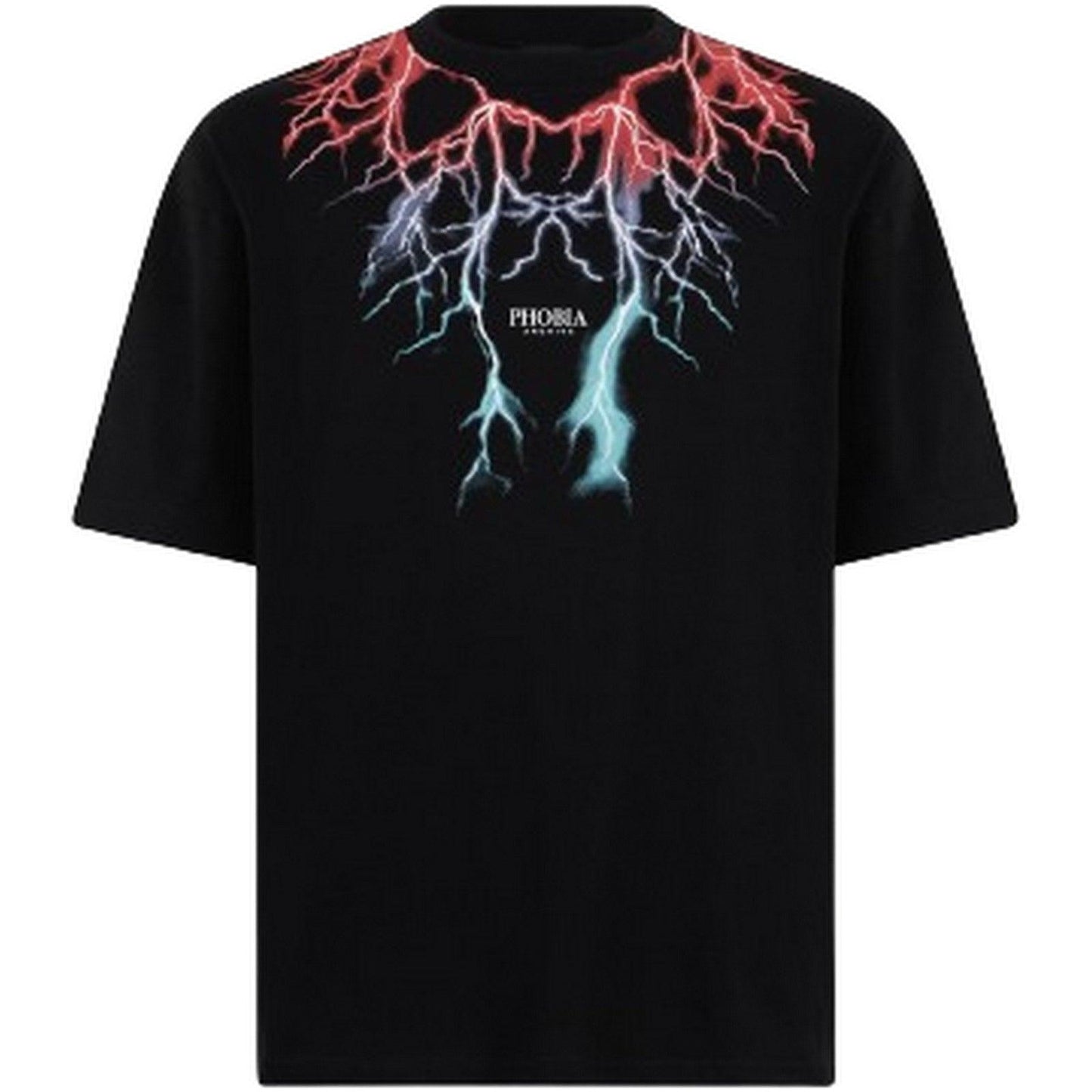 T-shirt Uomo Phobia - Black T-Shirt With Bicolor Lightning Print - Nero