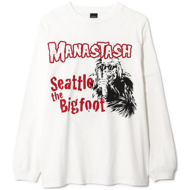 Manastash Chemises à manches longues pour hommes - Pumice L/S Tee Big Foot - Blanc