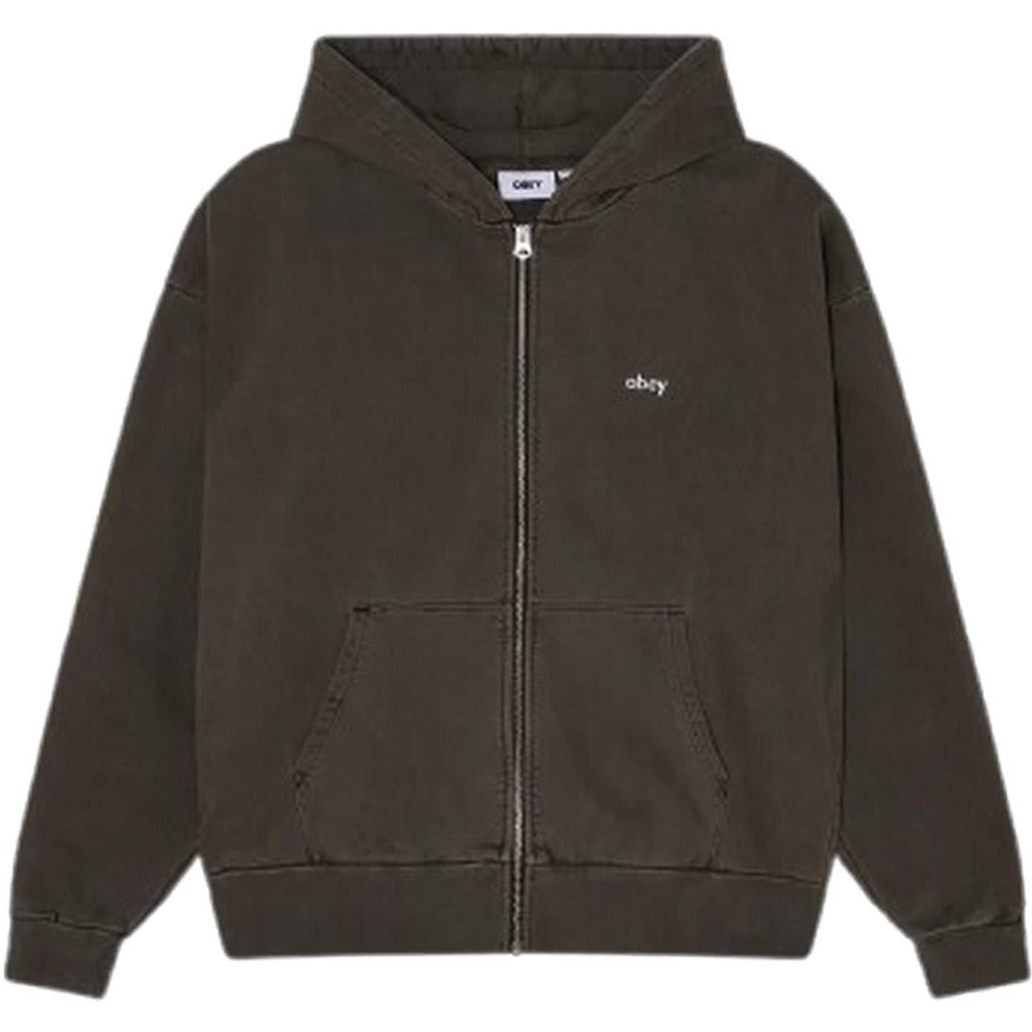 Felpe con cappuccio Uomo Obey - Lowercase Pigment Zip Hood Fleece - Nero