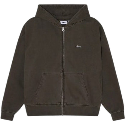 Felpe con cappuccio Uomo Obey - Lowercase Pigment Zip Hood Fleece - Nero