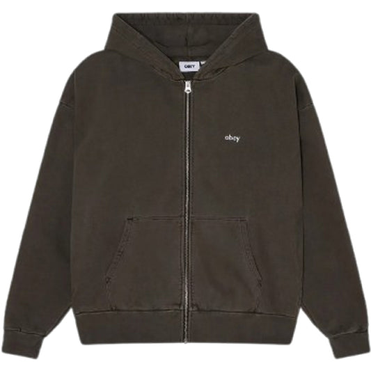 Felpe con cappuccio Uomo Obey - Lowercase Pigment Zip Hood Fleece - Nero