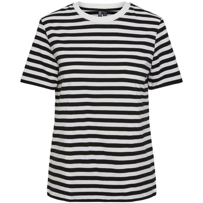 T-shirt Donna Pieces - Pcria Ss Tee Stripes Noos Bc - Nero