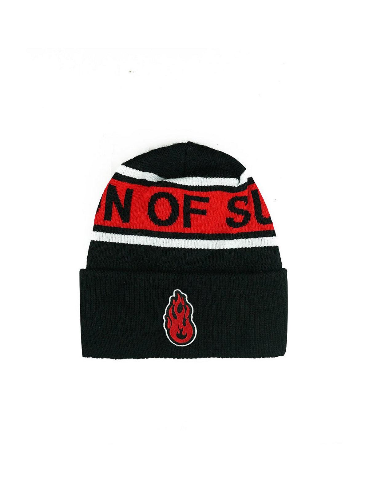 Berretti in maglia Unisex Vision of Super - Black Beanie With Logo Fire - Multicolore