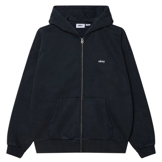 Felpe con cappuccio Uomo Obey - Lowercase Pigment Zip Hood Fleece - Blu