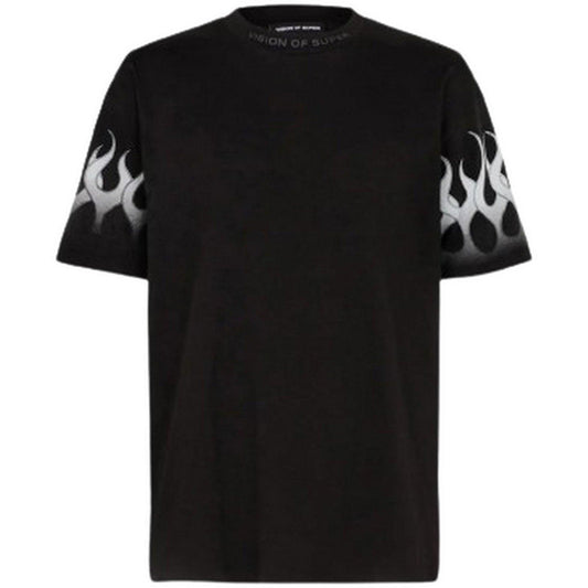 T-shirt Uomo Vision of Super - Black Tshirt With White Flames - Nero