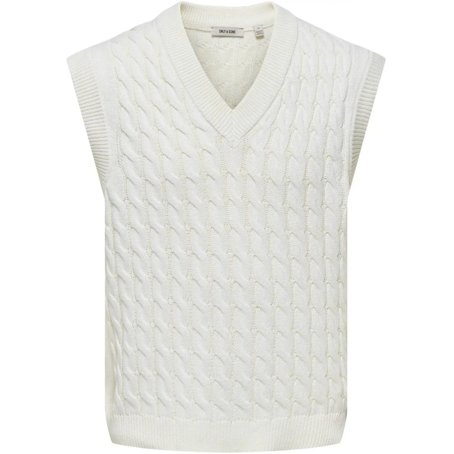 Gilet Uomo Only & Sons - Onskicker Life Rlx 3 Cable Vest Knit - Bianco