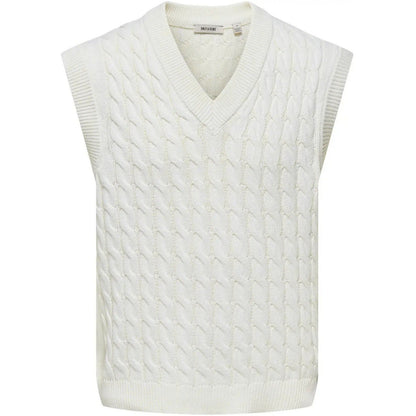 Gilet Uomo Only & Sons - Onskicker Life Rlx 3 Cable Vest Knit - Bianco