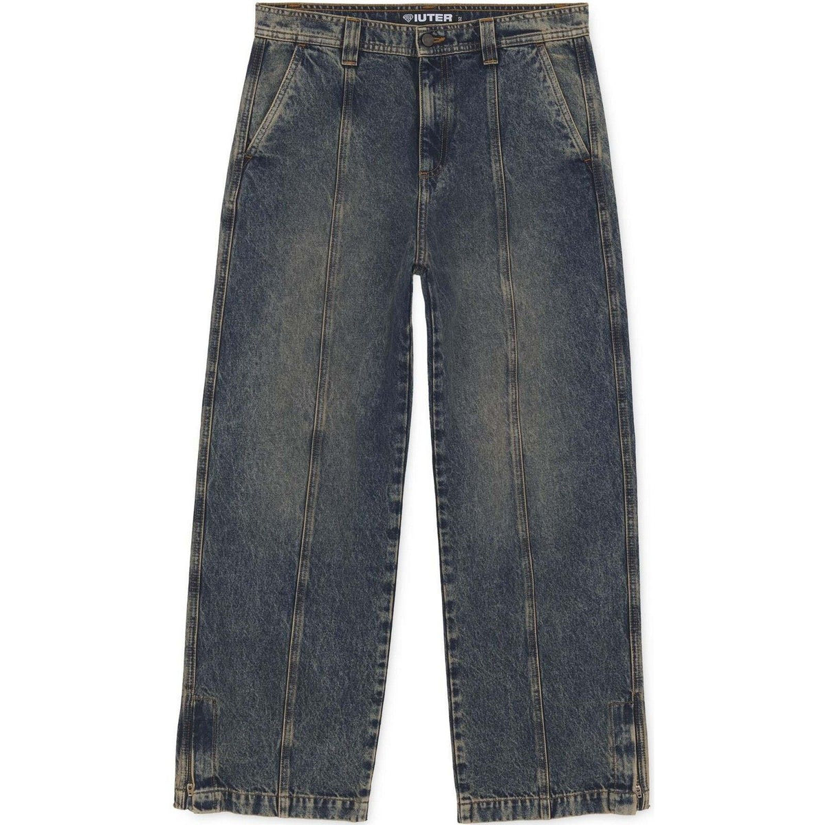 Pantaloni Uomo Iuter - Grid Zipped Denim Pants - Marrone