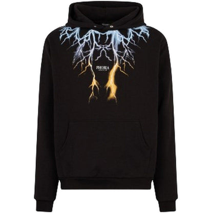 Felpe con cappuccio Uomo Phobia - Black Hoodie With Bicolor Lghtning Print - Nero