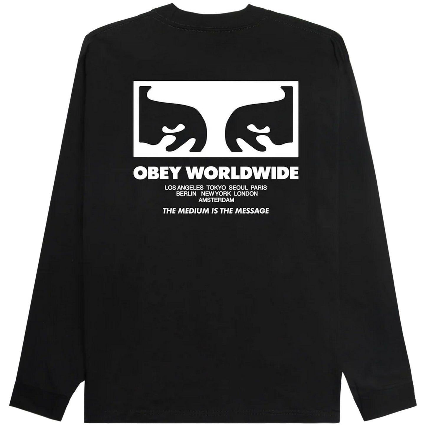 Maglie a manica lunga Uomo Obey - Obey The Medium Is The Message Tee Ls - Nero