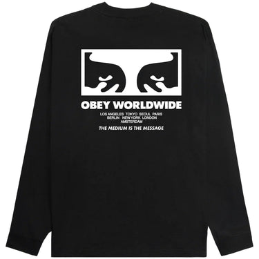 Maglie a manica lunga Uomo Obey - Obey The Medium Is The Message Tee Ls - Nero