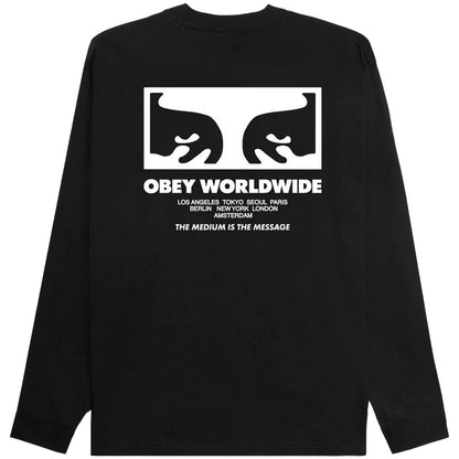 Maglie a manica lunga Uomo Obey - Obey The Medium Is The Message Tee Ls - Nero