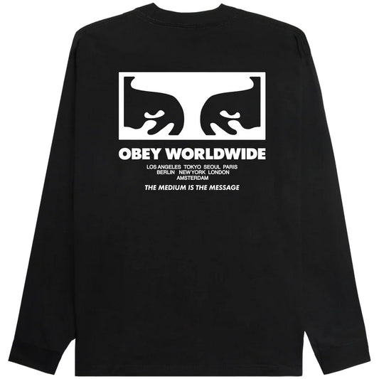 Maglie a manica lunga Uomo Obey - Obey The Medium Is The Message Tee Ls - Nero