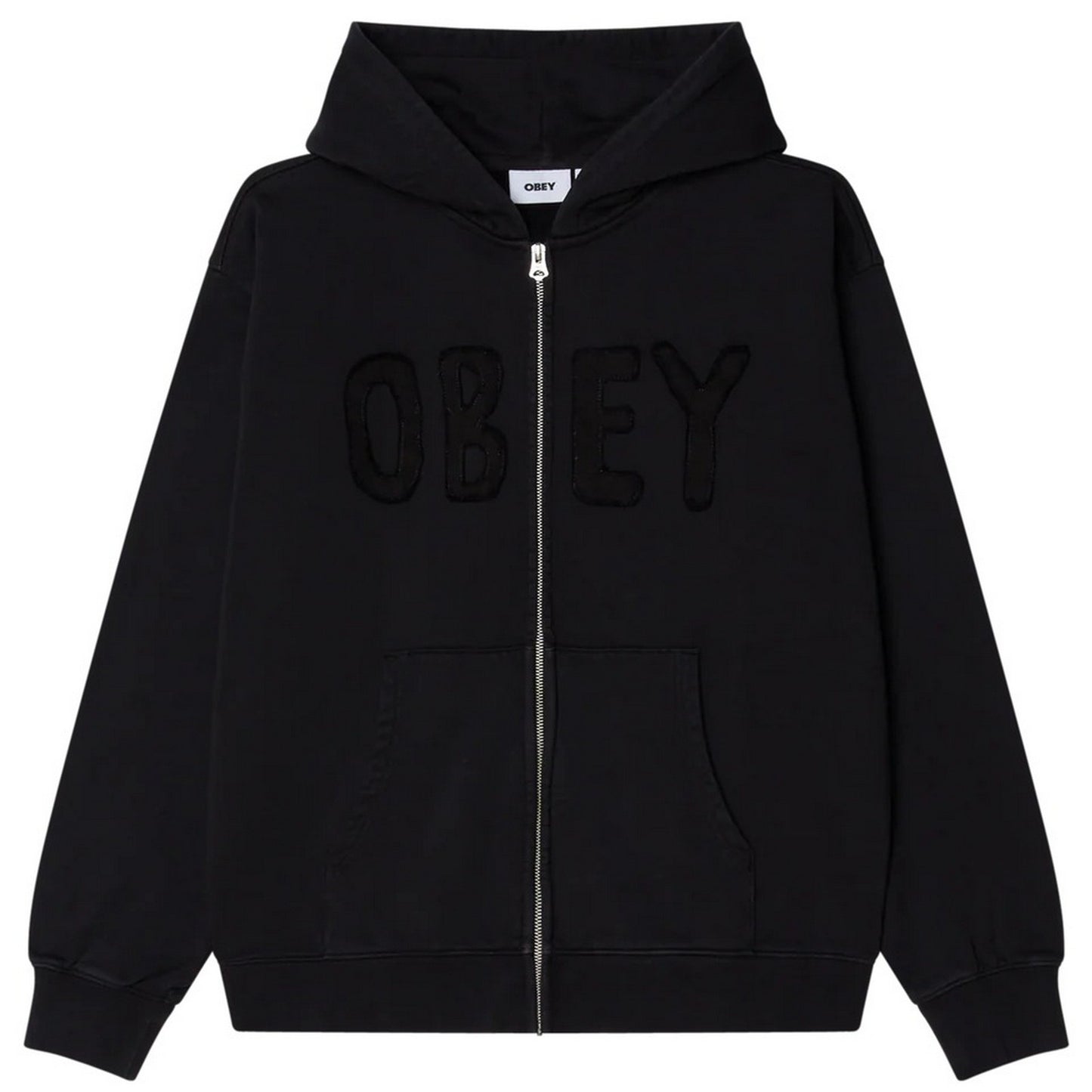 Felpe con cappuccio Uomo Obey - Hybrid Faded Zip Hood Fleece - Nero