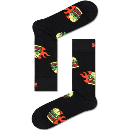 Calze Unisex Happy Socks - Flaming Burger Sock - Nero