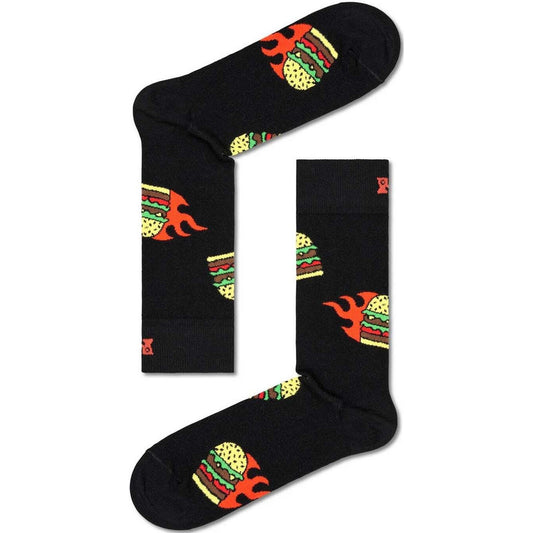 Calze Unisex Happy Socks - Flaming Burger Sock - Nero