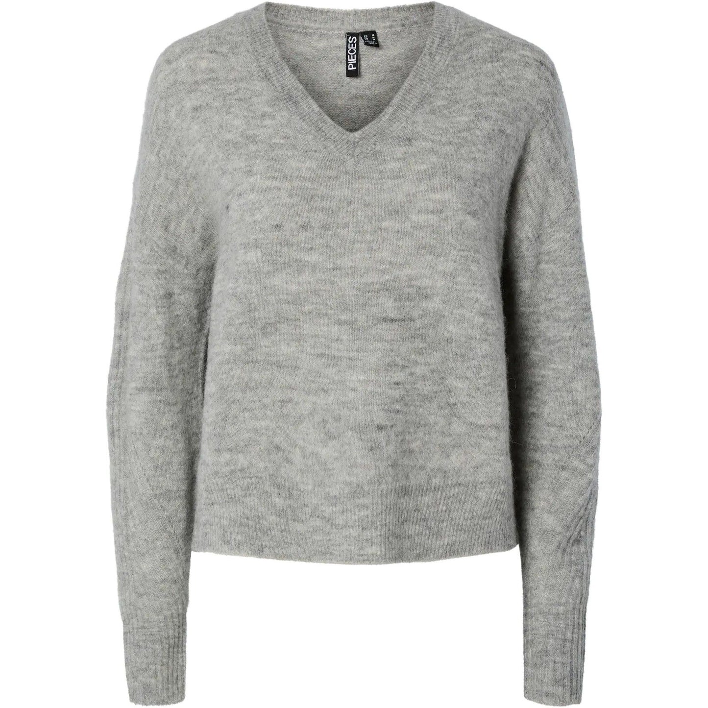 Maglie Donna Pieces - Pclayla Ls V-Neck Knit Noos - Grigio