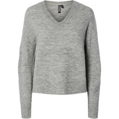 Maglie Donna Pieces - Pclayla Ls V-Neck Knit Noos - Grigio