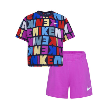 Tute a manica corta Bambina Nike - Knit Short Set - Multicolore