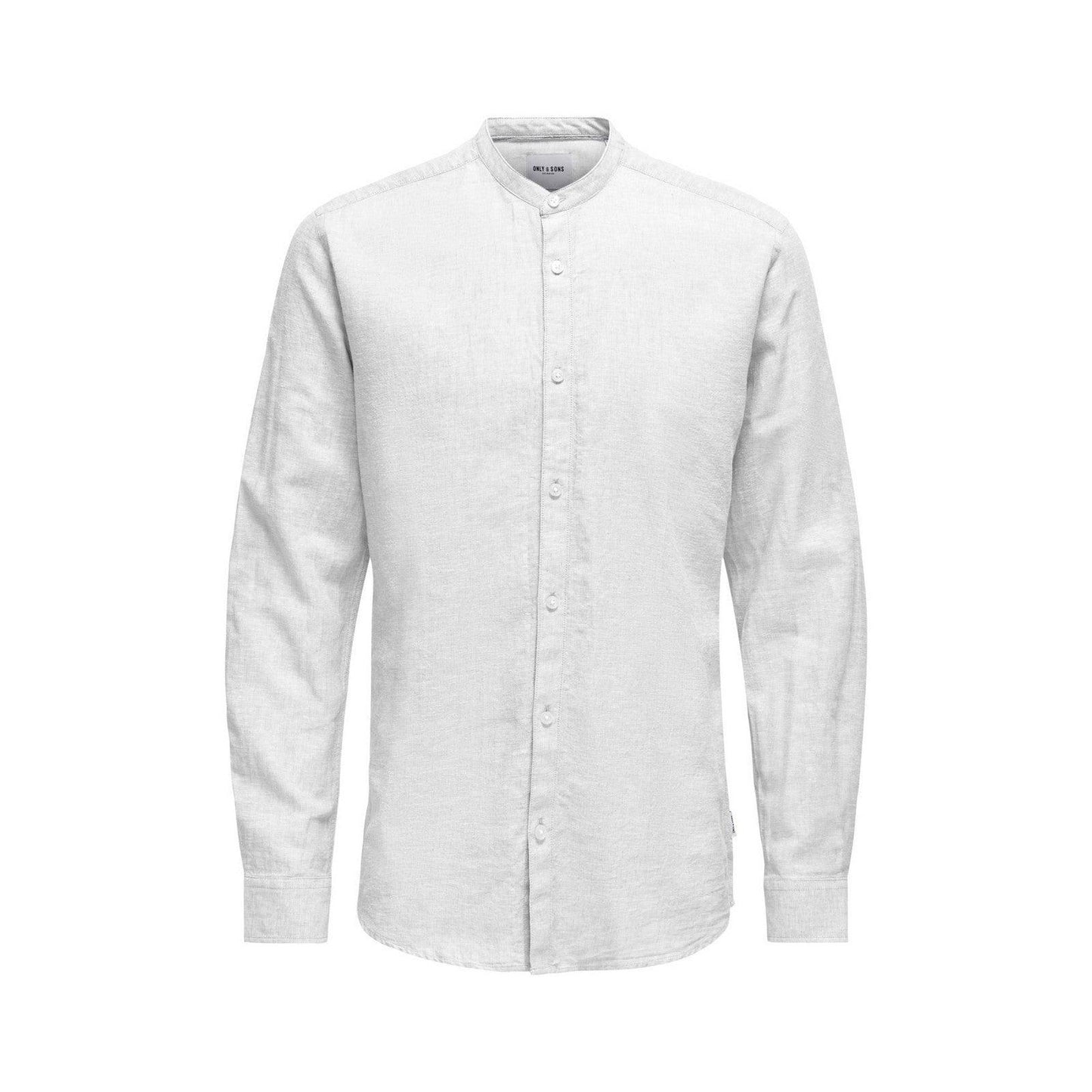 Camicie casual Uomo Only & Sons - Onscaiden Ls Solid Linen Mao Shirt Noos - Bianco