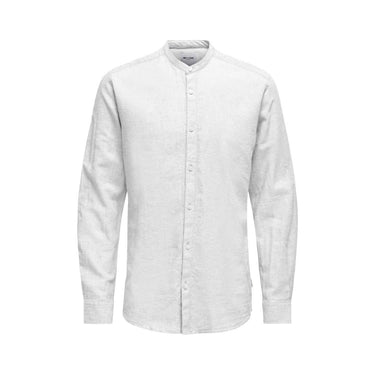 Camisas casual hombre Only & Sons - Onscaiden Ls Solid Linen Mao Shirt Noos - Blanco
