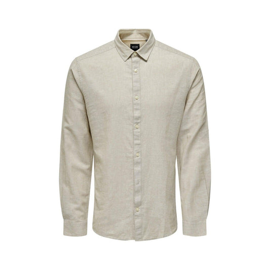 Chemises décontractées pour hommes Only & Sons - Onscaiden Life Ls Solid Linen Shirt Noos - Beige
