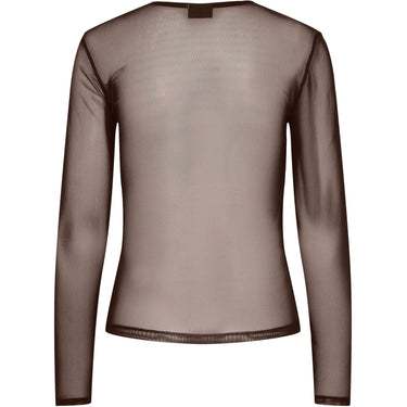 Maglie Donna Pieces - Pcninni Ls Mesh Top Noos Bc - Marrone