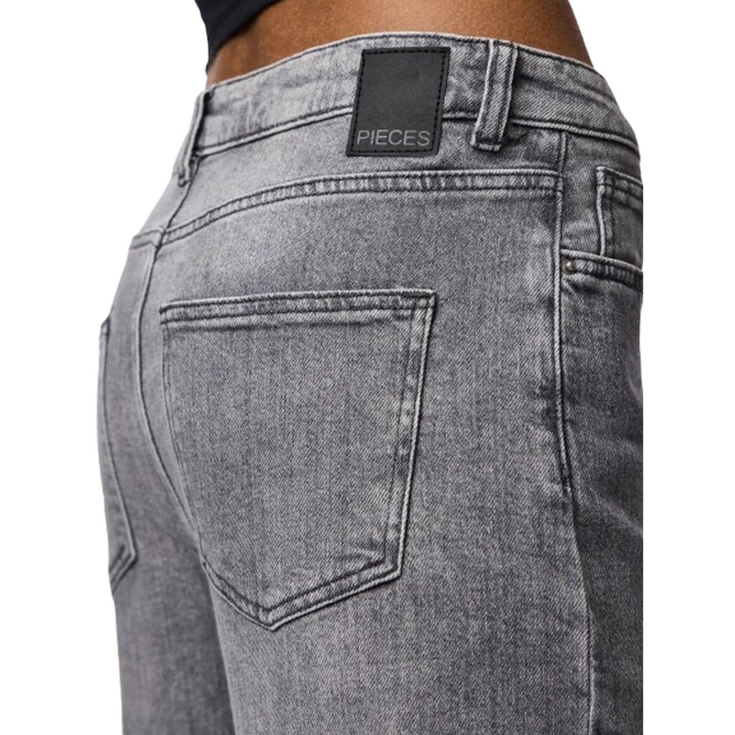 Jeans Donna Pieces - Pcsilke Mw Wide Jeans Mg Noos Bc - Grigio