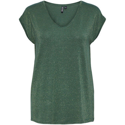 T-shirt Donna Pieces - Pcbillo Tee Lurex Stripes Noos - Verde