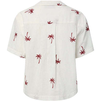 T-shirt Donna Pieces - Pckiana Ss Embrodiery Shirt Wvn Bc - Bianco