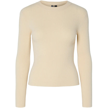 Maglie Donna Pieces - Pcmira New Ls O-Neck Knit Noos Bc - Beige