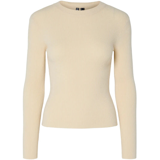 Maglie Donna Pieces - Pcmira New Ls O-Neck Knit Noos Bc - Beige