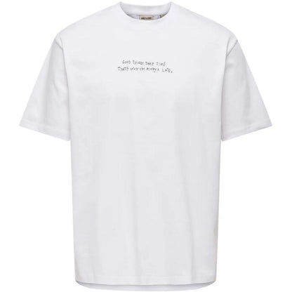 T-shirt Uomo Only & Sons - Onsaaron Life Rlx Ss Tee - Bianco