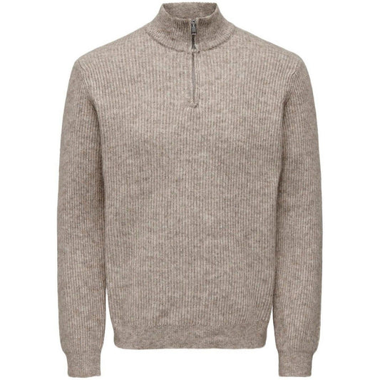 Maglie Uomo Only & Sons - Onstegan Reg 5 Wool Half Zip Knit Bf - Beige