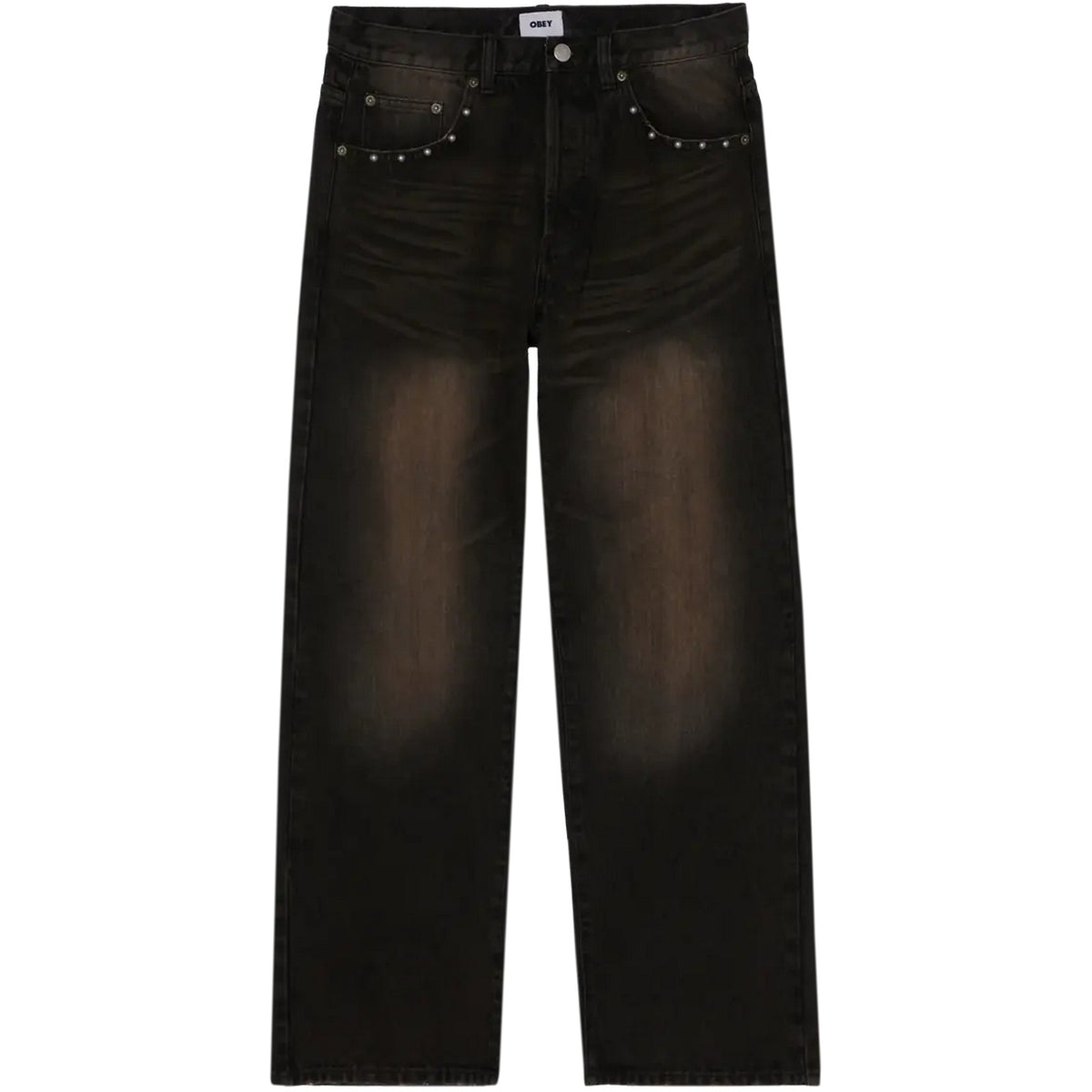 Pantaloni Uomo Obey - Studded Boxcar Straight Leg Denim - Nero