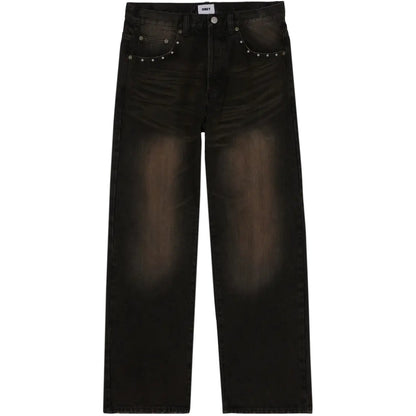 Pantaloni Uomo Obey - Studded Boxcar Straight Leg Denim - Nero