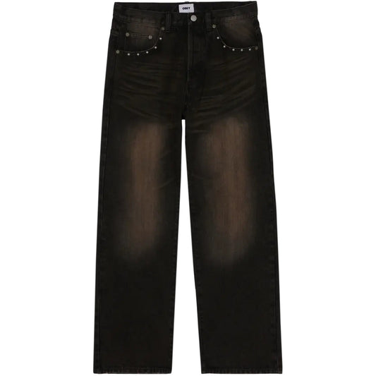 Pantaloni Uomo Obey - Studded Boxcar Straight Leg Denim - Nero